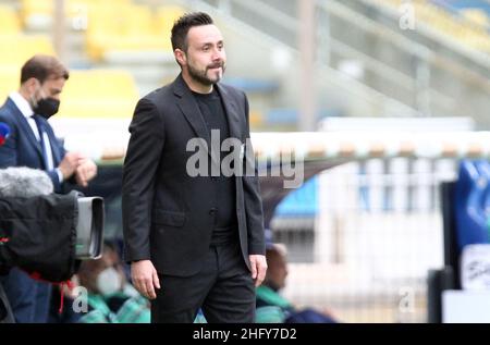 Michele Nucci/Lapresse 16 mai 2021 - Parme, Italie football Parme Calcio 1913 vs Sassuolo U.S. Italian football Championship League A TIM 2020/2021 - Stade Ennio Tardini dans le pic: Roberto de Zerbi (Etats-UnisSassuolo) Banque D'Images