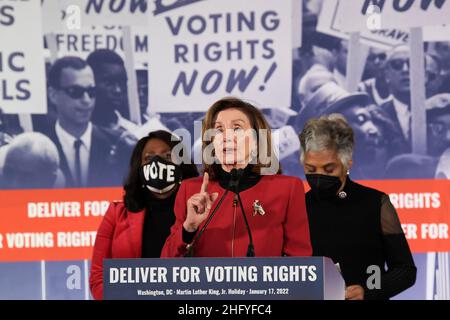 Le 17 janvier 2022, Washington, Distric of Columbia, Etats-Unis: La conférencière de la maison NANCY PELOSI(D-CA) parle lors de l'événement spécial de remise des droits de vote, aujourd'hui le 17 janvier 2021 à Columbus Club/Union Station à Washington DC, Etats-Unis.(Credit image: © Lénine Nolly/ZUMA Press Wire) Banque D'Images