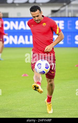 Fabio Rossi/AS Roma/Lapresse 23/05/2021 la Spezia (Italie) Sport Soccer Spezia-Roma Ligue italienne de football série A Tim 2020/2021 - Stadio Comunale Alberto Picco dans le pic: Pedro Banque D'Images