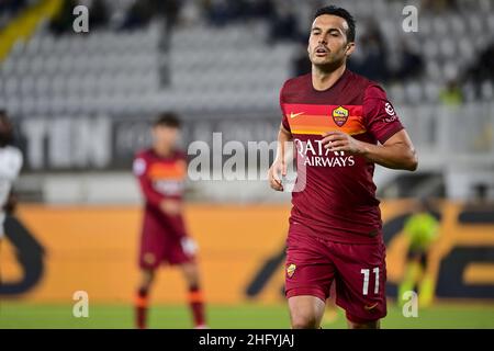 Fabio Rossi/AS Roma/Lapresse 23/05/2021 la Spezia (Italie) Sport Soccer Spezia-Roma Ligue italienne de football série A Tim 2020/2021 - Stadio Comunale Alberto Picco dans le pic: Pedro Banque D'Images