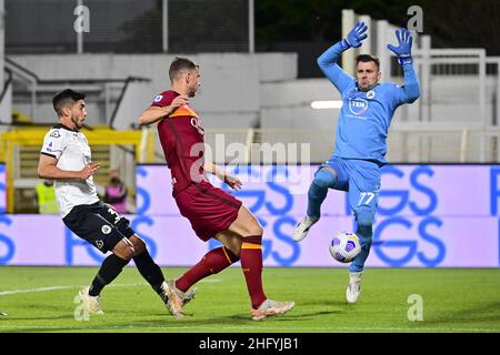 Fabio Rossi/AS Roma/Lapresse 23/05/2021 la Spezia (Italie) Sport Soccer Spezia-Roma Ligue italienne de football série A Tim 2020/2021 - Stadio Comunale Alberto Picco dans le pic: Edin Dzeko Banque D'Images