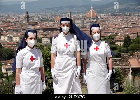 Gianluca Moggi/Nouvelle photo de presse/Actualités de Lapresse 4 juin 2021 - Florence, Italie funérailles du duc Amedeo d’Aoste à la basilique San Miniato al Monte dans le pic: Un moment de la cérémonie Banque D'Images