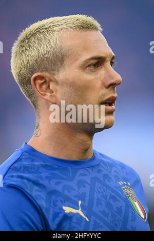 Lapresse - Fabio Ferrari 04 juin 2021 Bologna, Italie sport football Italie contre République tchèque - match amical - Stade 'Dall'Ara' de Bologne.Dans la photo:-Bernardeschi Banque D'Images