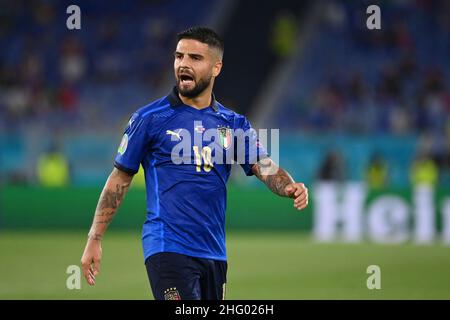 Alfredo Falcone - Lapresse 16/06/2021 Roma (Italie) Sport Soccer Italie - Suisse Championnat d'Europe de football - Olimpico Stade de Roma dans le pic: lorenzo insigne Banque D'Images