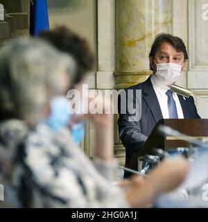 Mauro Scrobogna /Lapresse 12 juillet 2021 Rome, Italie politique Chambre des députés - Rapport annuel 2021 de l'INPS sur la photo : Pasquale Tridico, présidente de l'INPS Banque D'Images