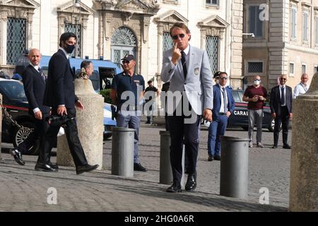 Mauro Scrobogna /Lapresse 12 juillet 2021 et#xA0; Rome, Italie Soccer EURO 2020 - équipe nationale italienne sur la photo : Roberto Mancini à la sortie Quirinale Banque D'Images