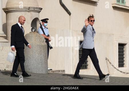 Mauro Scrobogna /Lapresse 12 juillet 2021 et#xA0; Rome, Italie Soccer EURO 2020 - équipe nationale italienne sur la photo : Roberto Mancini à la sortie Quirinale Banque D'Images