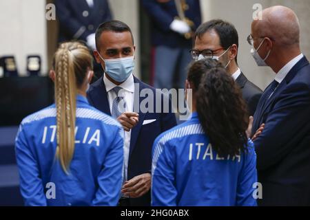 Foto POOL ANSA/Fabio Frustaci/LaPresse12-07-2021 RomaSportPalazzo Chigi - Mario Draghi incontra la&#xA0;squadra under 23 di atletica leggeraNella foto Luigi Di MAIOPÔLE de photos ANSA/Fabio Frustaci/Lapresse 12-07-2021 Rome (Italie)Palazzo SportChigi - Mario se réunit dans le cadre de l'équipe de luigi Di Draghi 23 Banque D'Images