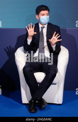 Mauro Scrobogna /Lapresse 14 juillet 2021 et#xA0; Rome, Italie politique Palazzo Chigi Fratelli d&#x2019;Italia FDI - PNRR conférence et service national de santé dans la photo: Le ministre de la Santé Roberto Speranza Banque D'Images