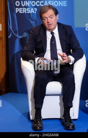 Mauro Scrobogna /Lapresse 14 juillet 2021 et#xA0; Rome, Italie politique Palazzo Chigi Fratelli d&#x2019;Italia FDI - PNRR conférence et service national de santé dans la photo: Le Président de Farmindustria Massimo Scaccabarozzi Banque D'Images