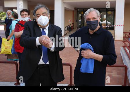 Foto Alberto Lo Bianco/Lapresse cronaca 19 Luglio 2021 - Palermo Strage di via d’Amelio, il ricordo nel 29° anniversario Nella Foto Don Ciotti con Leoluca Orlando ( sindaco di Palermo) Banque D'Images