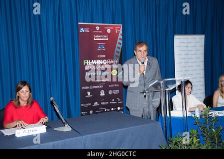 Foto Matteo Rasero/Lapresse 22 Luglio 2021 - Santa Margherita di Pula, Italia Spittacolo tournage Italie Festival Sardegna 2021 - 4a edizione Conferenza stampa di presentazione Nella foto:Lorenzo Giannuzzi photo Matteo Rasero/Lapresse 22 juillet 2020 - Santa Margherita di Pula, Italie film de divertissement Italie Festival de la Sardaigne 2021 - édition 4th Conférence de presse dans le cadre de la photo: Lorenzo Giannuzzi Banque D'Images