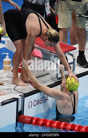 GIAN Mattia d'Alberto / Lapresse 25 juillet 2021 Tokyo Tokyo Jeux Olympiques de 2020 natation dans le pic: Équipe féminine Australie célébration 4x100 Banque D'Images