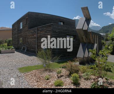 Maison moderne en bois à Bad Ragaz, Suisse Banque D'Images