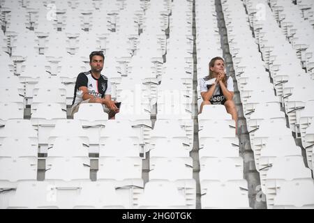 Marco Alpozzi/Lapresse 14 août 2021 Turin, Italie football sportif Juventus vs Atalanta - match d'avant-saison - Allianz Stadium dans le pic: Supporters Banque D'Images