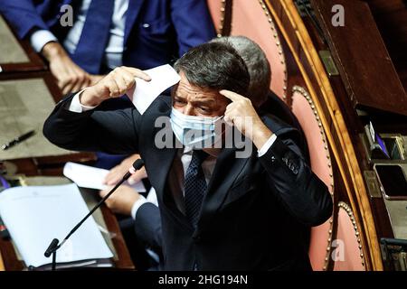 Roberto Monaldo / Lapresse 07-09-2021 Rome (Italie) Sénat - Rapport des ministres des Affaires étrangères et de la Défense sur la crise afghane dans le pic Matteo Renzi Banque D'Images