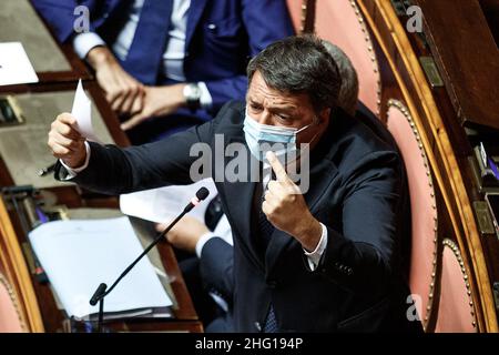 Roberto Monaldo / Lapresse 07-09-2021 Rome (Italie) Sénat - Rapport des ministres des Affaires étrangères et de la Défense sur la crise afghane dans le pic Matteo Renzi Banque D'Images