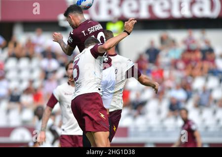 Claudio Grassi/Lapresse 12 septembre 2021 - Turin, Italie Sport, Soccer Torino FC vs US Salernitana 1919 - Championnat de football italien série A 2021/2022 - Stade Olimpico Grande Torino.Sur la photo: gol 1-0 Antonio Sanabria (#19 Torino) Banque D'Images