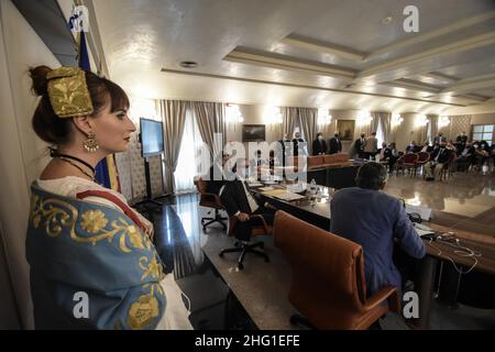 Foto Francesco Militello Mirto/Lapresse 16 settembre 2021 Palerme, ItaliaSport Ciclismo Presso Palazzo d&#x2019;Orléans, sede della Presidenza della Regione Siciliana, &#XE8; stato presito il Giro di Sicilia 2021.Nella foto :un momento della conferenzaPhoto Francesco Militello Mirto/Lapresse 16 septembre 2021 Palerme, Italie Sport Cycling Conférence de presse pour 'il Giro di Sicilia 2021' au Palazzo d'Orléans.Dans la photo : un moment de présentation Banque D'Images