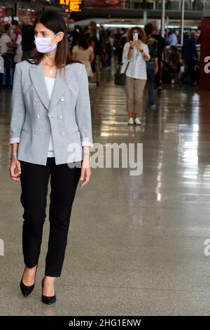 Mauro Scrobogna /Lapresse 17 septembre 2021 et#xA0; Rome, Italie Actualités réouverture du marché central à Rome, visite au maire sur la photo : visite du maire de Rome Virginia Raggi sur les chantiers de construction de Rome Termini et du marché central à Rome Banque D'Images