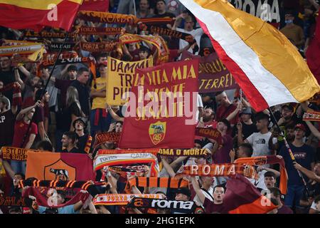 Alfredo Falcone / Lapresse 16 septembre 2021 Rome, Italie Sport Soccer Roma - CSKA Sofia - Europa Conference League 2021/2022 - Stade olympique de Rome dans le pic:Supporters Banque D'Images