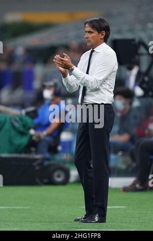 Spada/Lapresse 18 septembre 2021 - Milan,Italie Sport, Soccer Inter vs Bologne - Italien Serie A football Championship 2021/2022 - San Siro Stadium sur la photo: Simone Inzaghi Banque D'Images