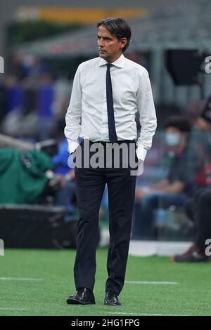 Spada/Lapresse 18 septembre 2021 - Milan,Italie Sport, Soccer Inter vs Bologne - Italien Serie A football Championship 2021/2022 - San Siro Stadium sur la photo: Simone Inzaghi Banque D'Images