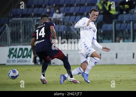 Lapresse/Alessandro Tocco 22 septembre 2021 Cagliari (Italie) Sport Soccer Cagliari Calcio vs Empoli FC League A TIM 2021/2022 "Unipol Domus" Stadium&#xA0; sur la photo:Alessandro Deiola Banque D'Images