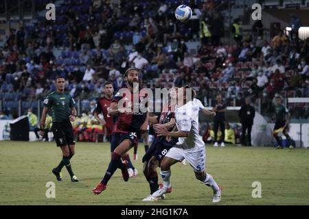 Lapresse/Alessandro Tocco 22 septembre 2021 Cagliari (Italie) Sport Soccer Cagliari Calcio vs Empoli FC League A TIM 2021/2022 Stade 'Unipol Domus' sur la photo:LEONARDO PAVOLETTI 30 (Cagliari Calcio) Banque D'Images