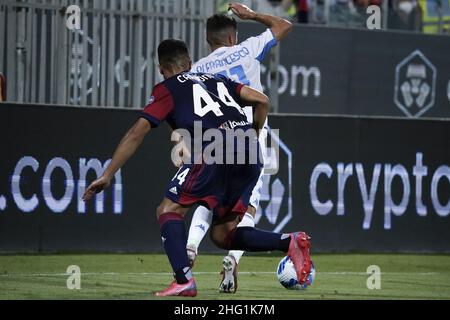 Lapresse/Alessandro Tocco 22 septembre 2021 Cagliari (Italie) Sport Soccer Cagliari Calcio vs Empoli FC League A TIM 2021/2022 'Unipol Domus' Stadium in the Picture:ANDREA CARBONI 44 (Cagliari Calcio) Banque D'Images