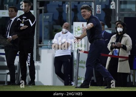 Lapresse/Alessandro Tocco 22 septembre 2021 Cagliari (Italie) Sport Soccer Cagliari Calcio vs Empoli FC League A TIM 2021/2022 Stade 'Unipol Domus' sur la photo:Allenatore Walter Mazzarri (Cagliari Calcio) Banque D'Images