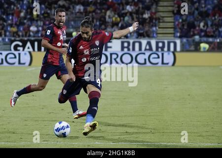 Lapresse/Alessandro Tocco 22 septembre 2021 Cagliari (Italie) Sport Soccer Cagliari Calcio vs Empoli FC League A TIM 2021/2022 Stade Unipol Domus sur la photo :MARTIN CACERES 4 (Cagliari Calcio) Banque D'Images