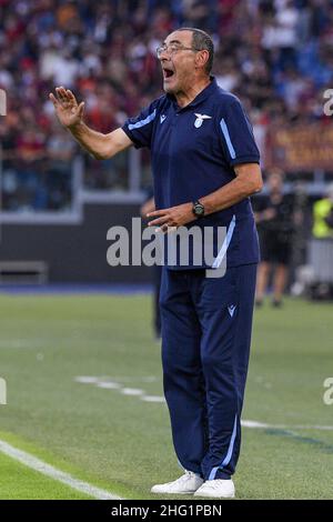 Fabrizio Corradetti / Lapresse 26st septembre 2021 Rome, Italie sport football SS Lazio vs AS Roma - Championnat italien de football Ligue A TIM 2021/2022 - Stade Olimpico dans le pic: Maurizio Sarri coach (SS Lazio) Banque D'Images