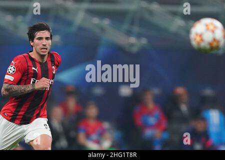 Spada/Lapresse 28 septembre 2021 - Milan ,Italie Sport, Soccer Milan vs Atletico Madrid - Champions League 2021/2022 sur la photo : Sandro Tonali Banque D'Images