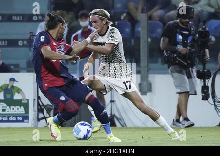 Lapresse/Alessandro Tocco 1 octobre 2021 Cagliari (Italie) Sport Soccer Cagliari Calcio vs Venezia FC League A TIM 2021/2022 "Unipol Domus" Stadium&#xA0; sur la photo: Dennis Johnsen (Venezia FC); Banque D'Images