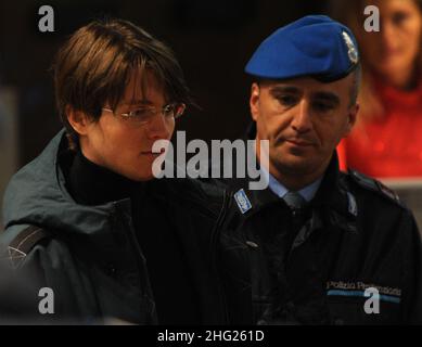 Accusé Raffaele Sollecito photographié lors de la quatrième audience du procès pour meurtre de Meredith Kercher, Italie Banque D'Images