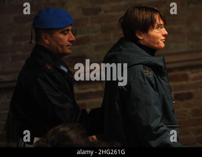 Accusé Raffaele Sollecito photographié lors de la quatrième audience du procès pour meurtre de Meredith Kercher, Italie Banque D'Images