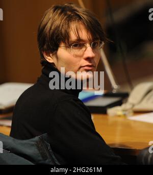 Accusé Raffaele Sollecito photographié lors de la quatrième audience du procès pour meurtre de Meredith Kercher, Italie Banque D'Images