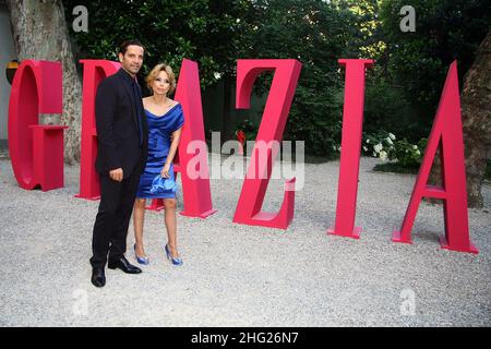 Maurizio Vanadia et Marina Berlusconi lors d'une fête pour le magazine Grazia à la villa Necchi Campiglio, Milan Banque D'Images
