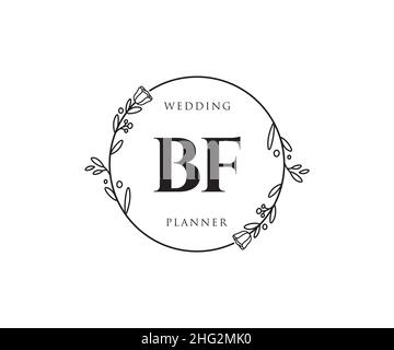 Logo BF féminin.Utilisable pour les logos nature, salon, Spa, cosmétique et Beauté.Elément de modèle de logo Flat Vector. Illustration de Vecteur