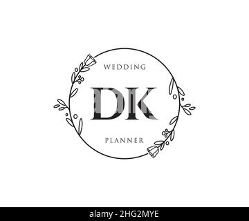 Logo DK féminin.Utilisable pour les logos nature, salon, Spa, cosmétique et Beauté.Elément de modèle de logo Flat Vector. Illustration de Vecteur