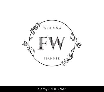 Logo FW féminin.Utilisable pour les logos nature, salon, Spa, cosmétique et Beauté.Elément de modèle de logo Flat Vector. Illustration de Vecteur