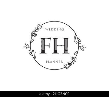 Logo FH féminin.Utilisable pour les logos nature, salon, Spa, cosmétique et Beauté.Elément de modèle de logo Flat Vector. Illustration de Vecteur