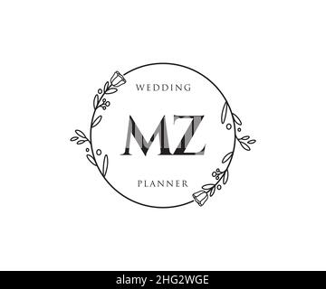 Logo MZ féminin.Utilisable pour les logos nature, salon, Spa, cosmétique et Beauté.Elément de modèle de logo Flat Vector. Illustration de Vecteur