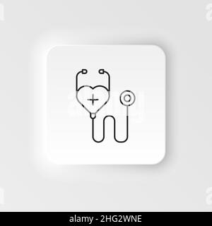 Maladies, stéthoscope, vecteur cardiaque.Douleurs musculaires, rhume et bronchite, pneumonie et fièvre, santé illustration médicale - vecteur de style neuporphe ico Illustration de Vecteur