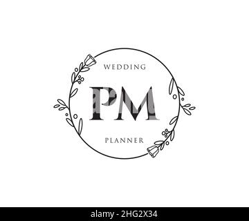 Logo PM féminin.Utilisable pour les logos nature, salon, Spa, cosmétique et Beauté.Elément de modèle de logo Flat Vector. Illustration de Vecteur