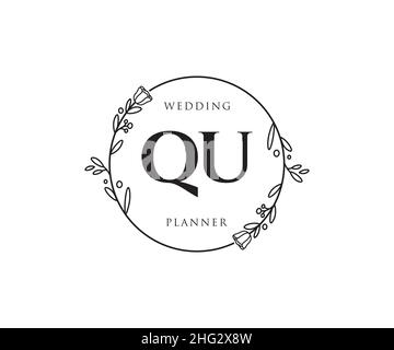 LOGO QU féminin.Utilisable pour les logos nature, salon, Spa, cosmétique et Beauté.Elément de modèle de logo Flat Vector. Illustration de Vecteur