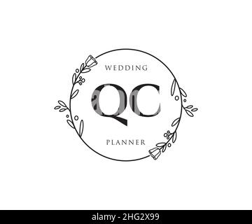 Logo QC féminin.Utilisable pour les logos nature, salon, Spa, cosmétique et Beauté.Elément de modèle de logo Flat Vector. Illustration de Vecteur