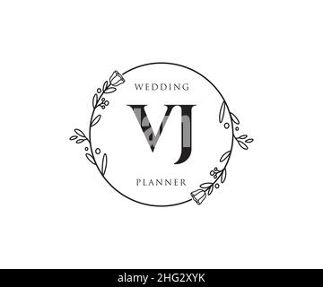 Logo VJ féminin.Utilisable pour les logos nature, salon, Spa, cosmétique et Beauté.Elément de modèle de logo Flat Vector. Illustration de Vecteur