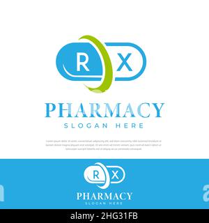 RX capsule pharmaceutique médicament logo vecteur. Fond blanc.Doctor,Apothecary Illustration de Vecteur